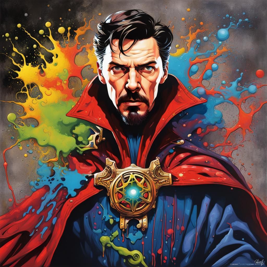 Dr. Strange as Colorful Graffiti Splash Art