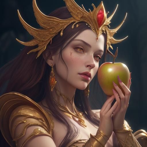 Golden Apple Reflecting a Woman's Face
