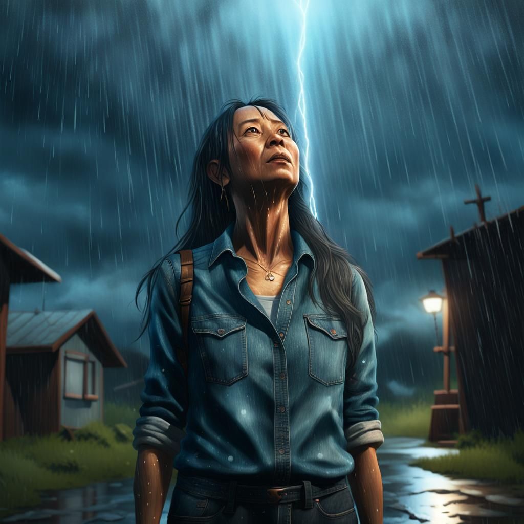 Woman in Rain: Cinematic Concept Art