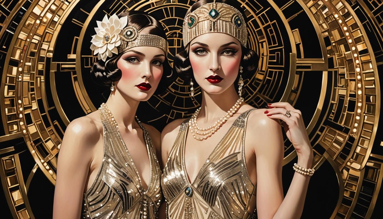 Glamorous Flapper in Art Deco Style