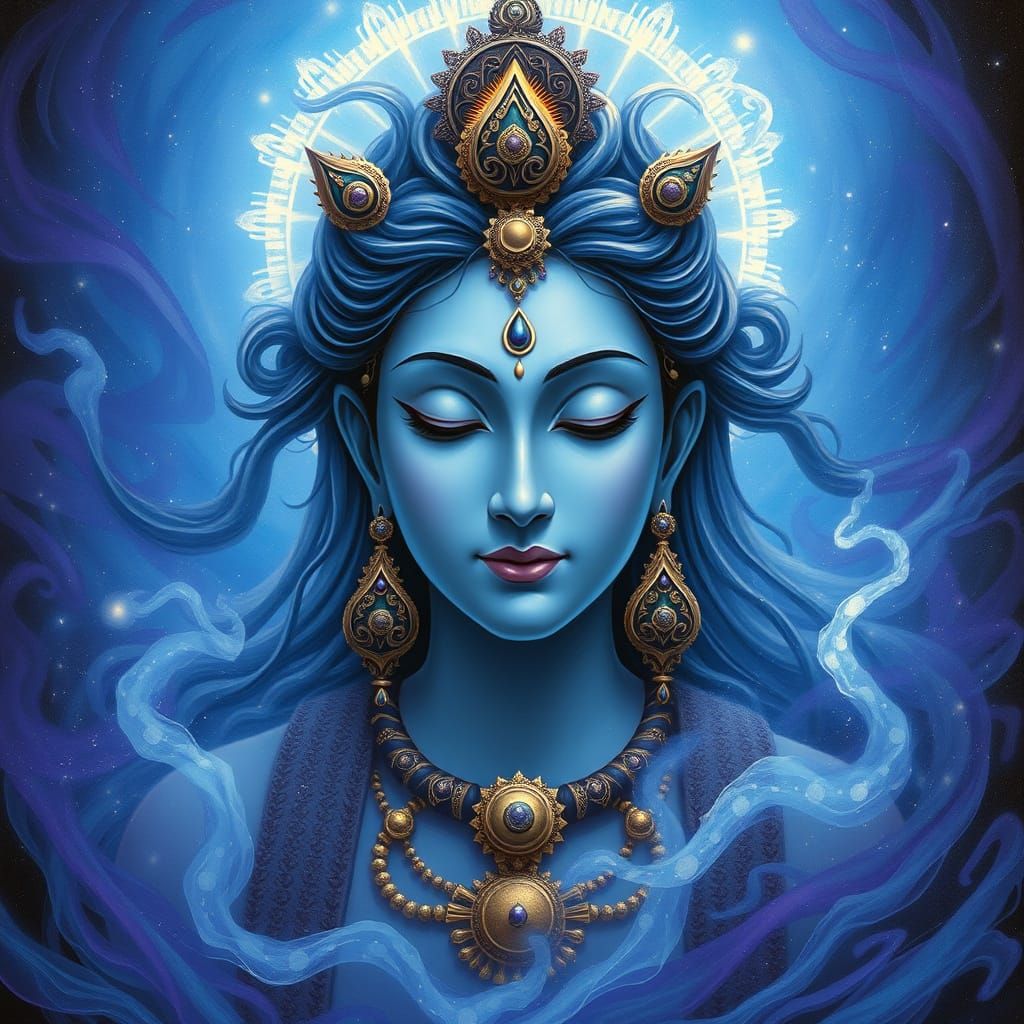 Enigmatic Cosmic Deity in Deep Meditation