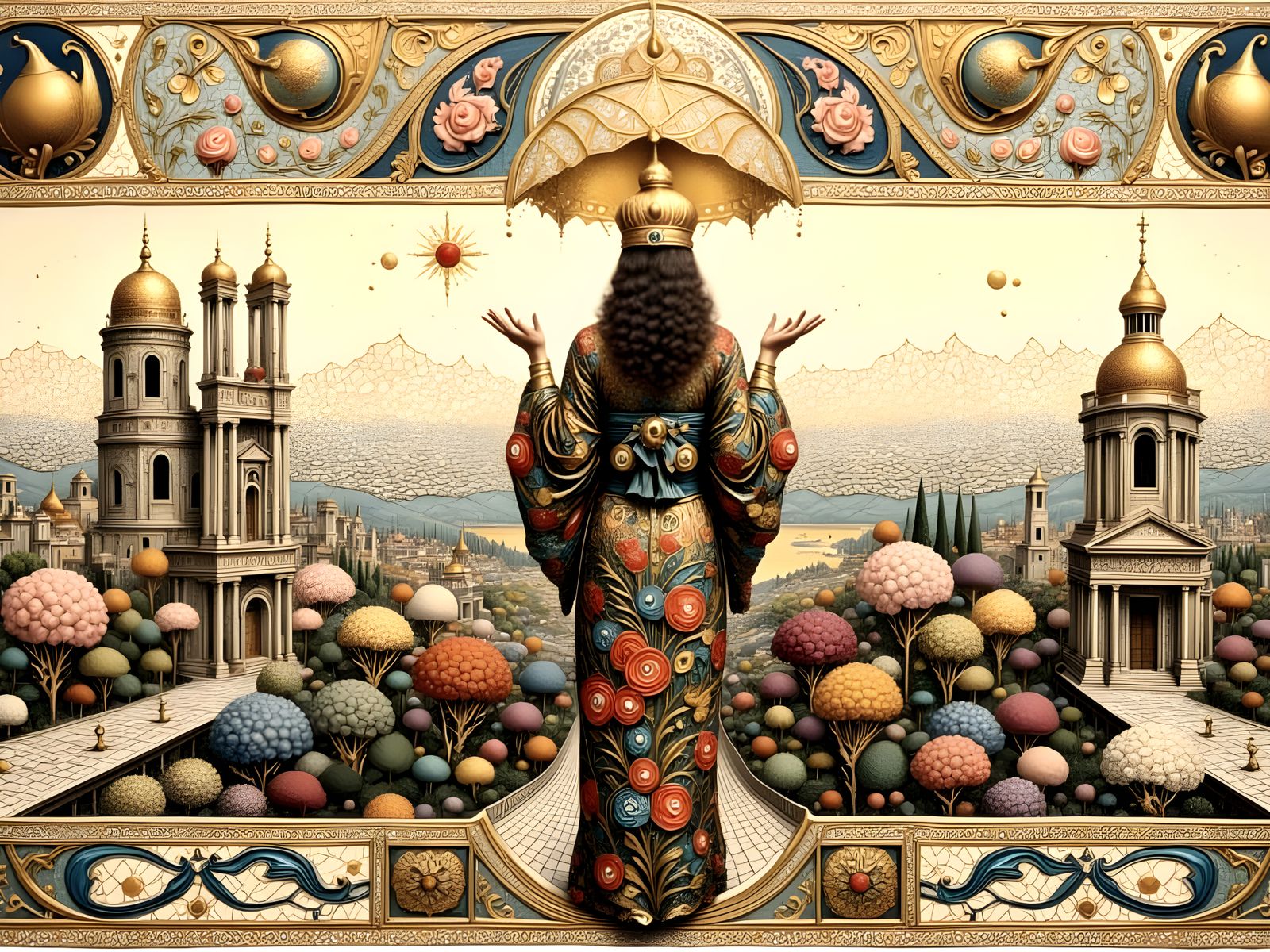 Vibrant Orientalist Goddess in Renaissance Splendor