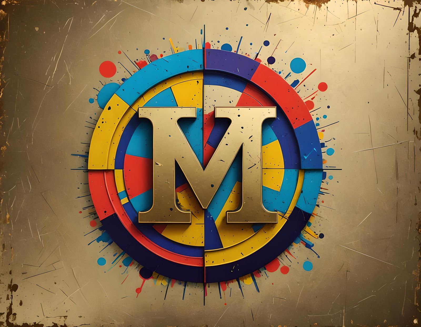 M Logo in Pop Art Style Screen Print