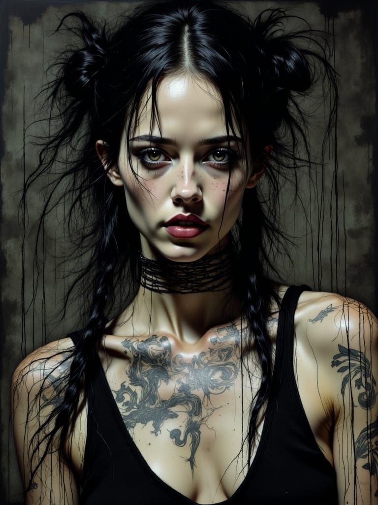 Goth Punk Rock Girl in Dark Fantasy Style