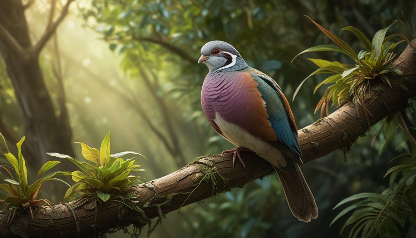 White-throated Quail-Dove in Hyperrealistic Concept Art