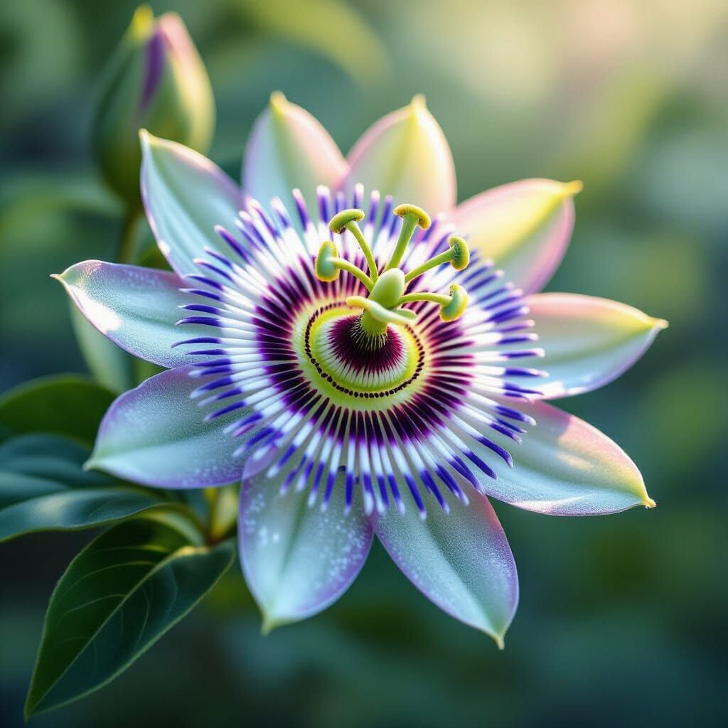 Vibrant Astral Passiflora Flower Painting