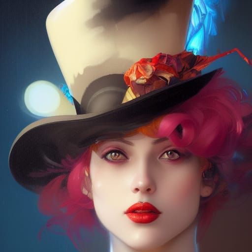 Glamorous Female Clown Portrait in Hyperrealistic Style