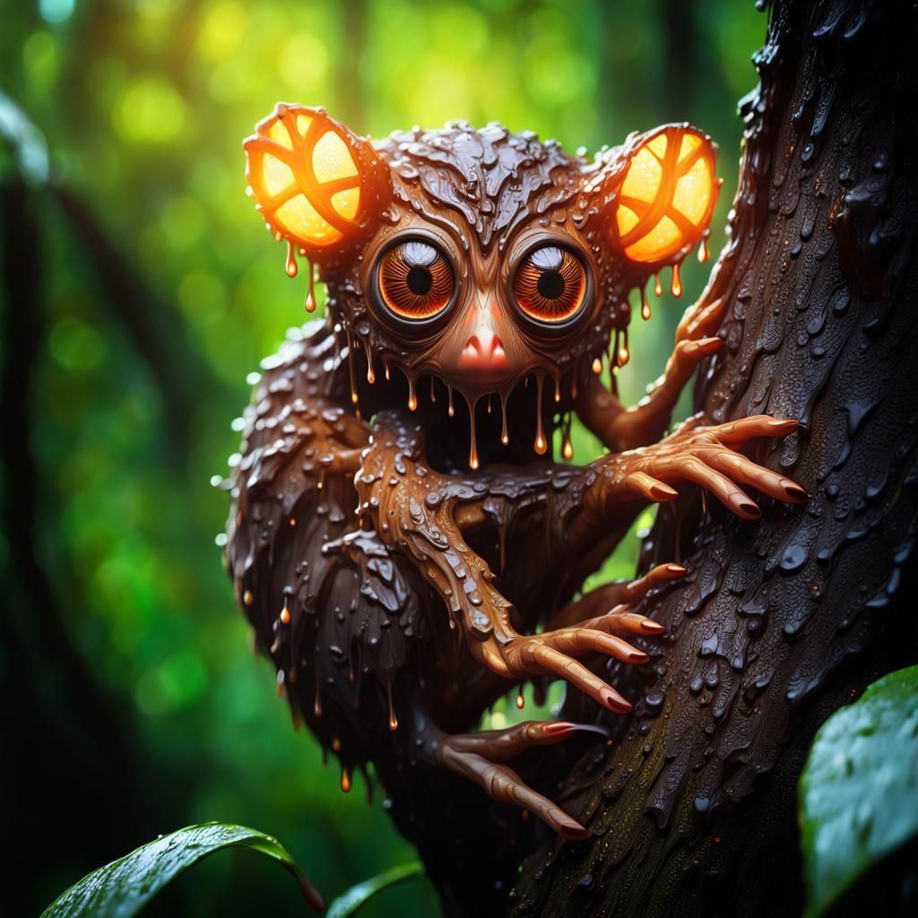 Creepy Odd Creature with Orange Eyes