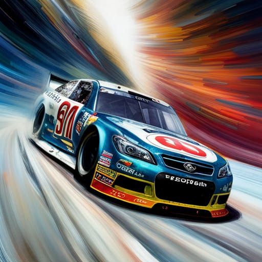 Nascar Race Inspired by Hieronymus Bosch