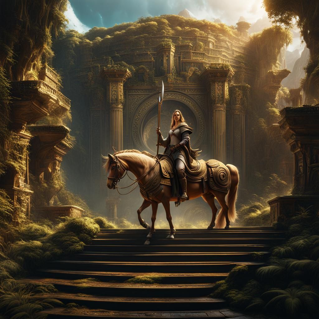 Centaur in Labyrinth: Detailed Matte Painting