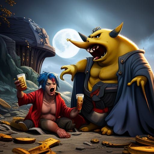 Pikachia vs Dracula on King Kong: Fantasy Art