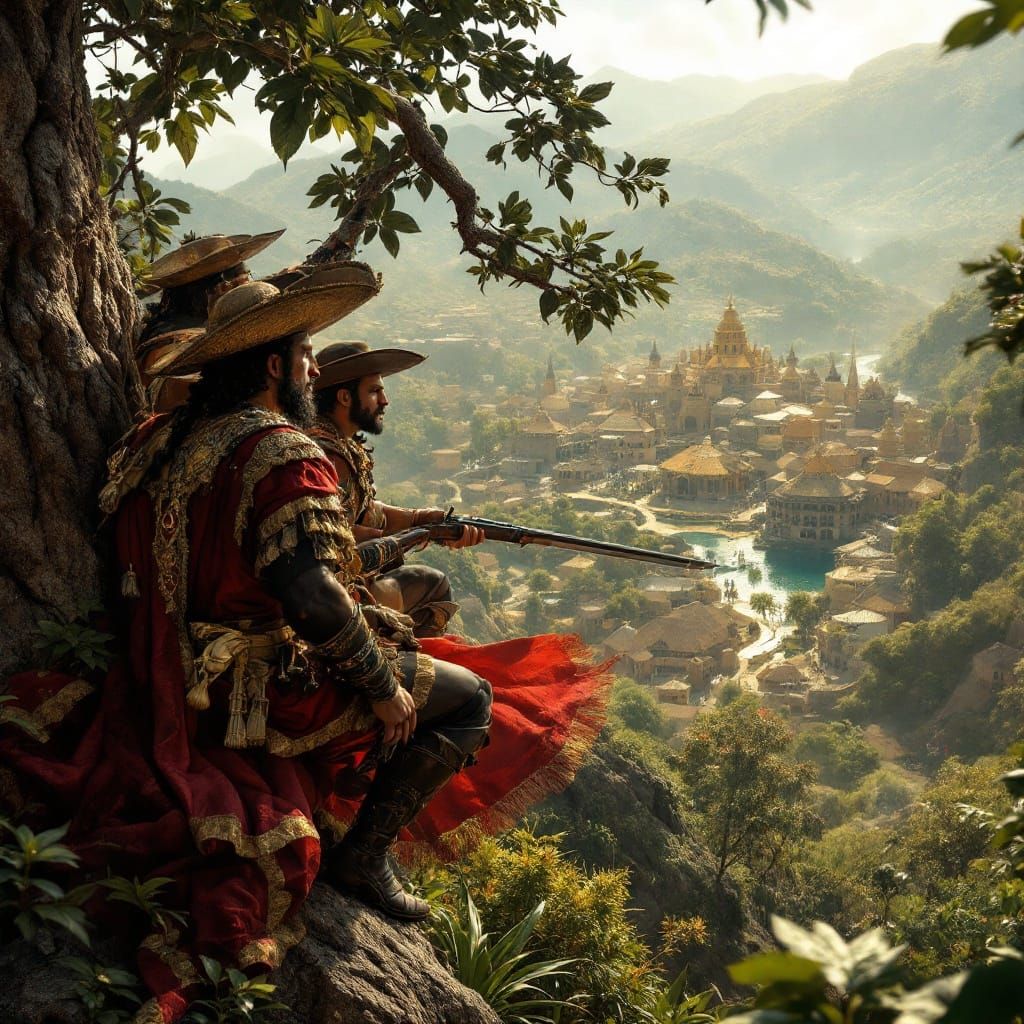 Conquistadors Discover El Dorado in South America