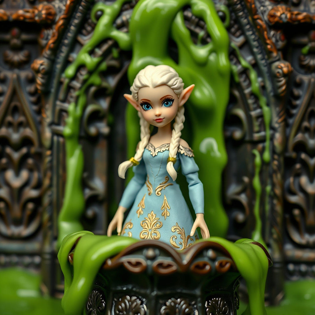 Heroic Princess Engulfed in Toy Slime Fountain