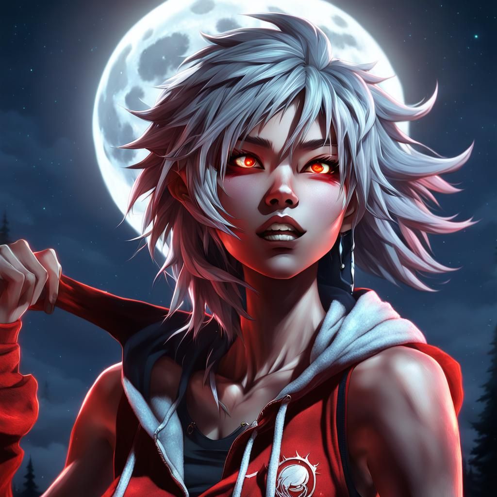 Anime Werewolf Girl Portrait in 3D
