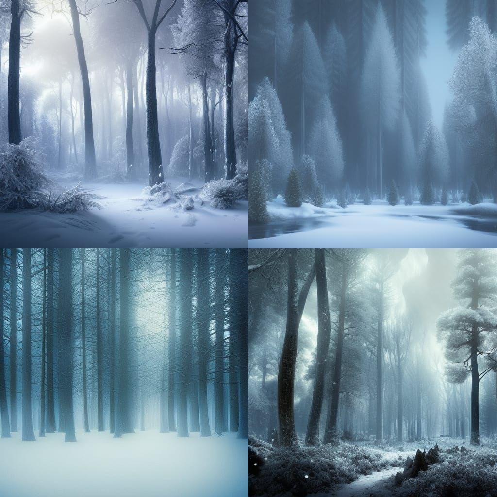Epic Winter Forest in Digital Matte Painting Style
