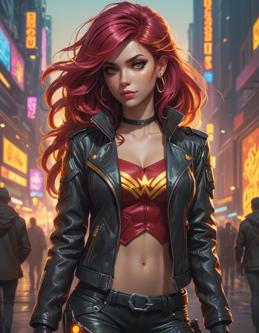 Sunset Shimmer in Cyberpunk Leather Jacket