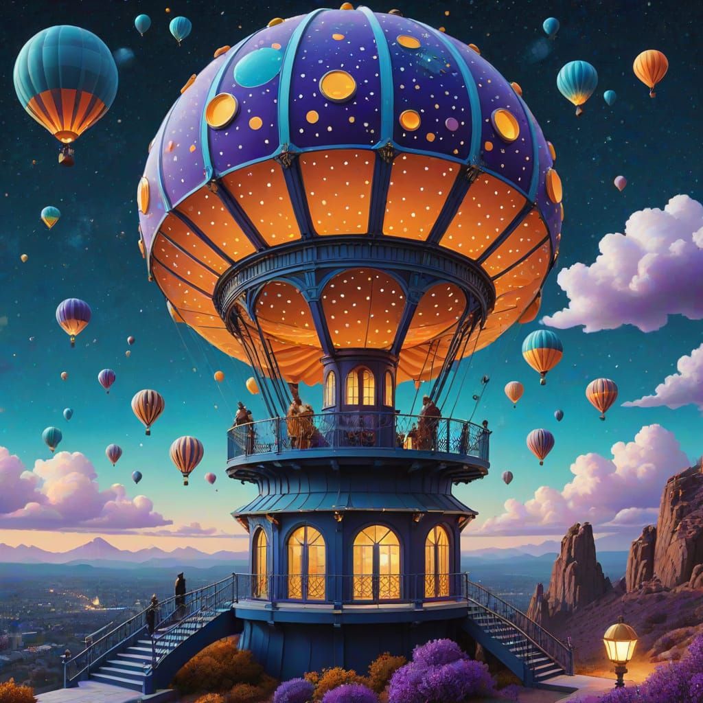 Floating Polka Dot Observatory in a Cosmic Dreamscape