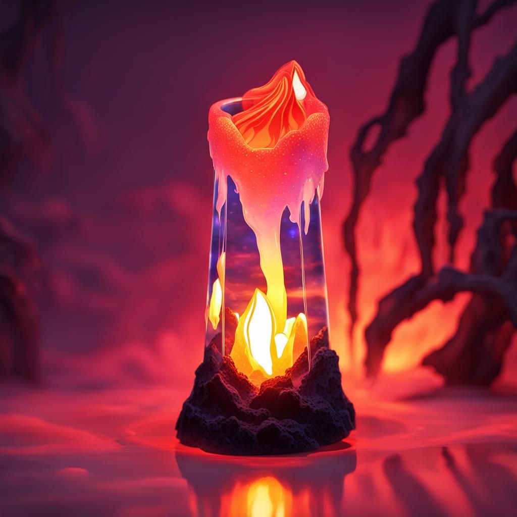 Chibi Crystal Lava Lamp with Flowing Lava