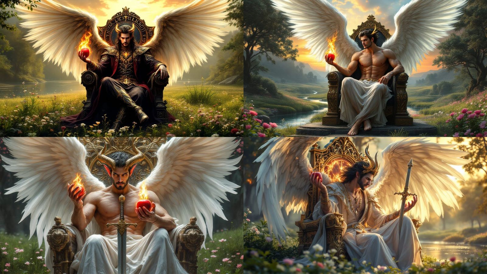 Lucifer on Throne with Apple in Hyperrealism