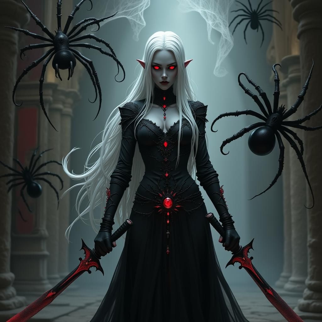 Drow Priestess of Lolth: 3D Anime Hyperrealism