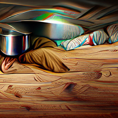 Humorous 3D Artwork: Hiding Under Bed