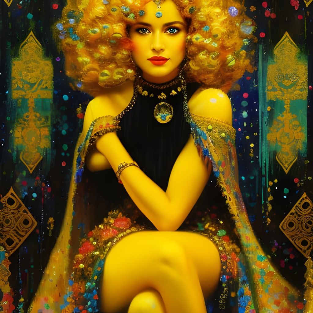 Princess in Yellow: Pointillism Pop Art Fusion