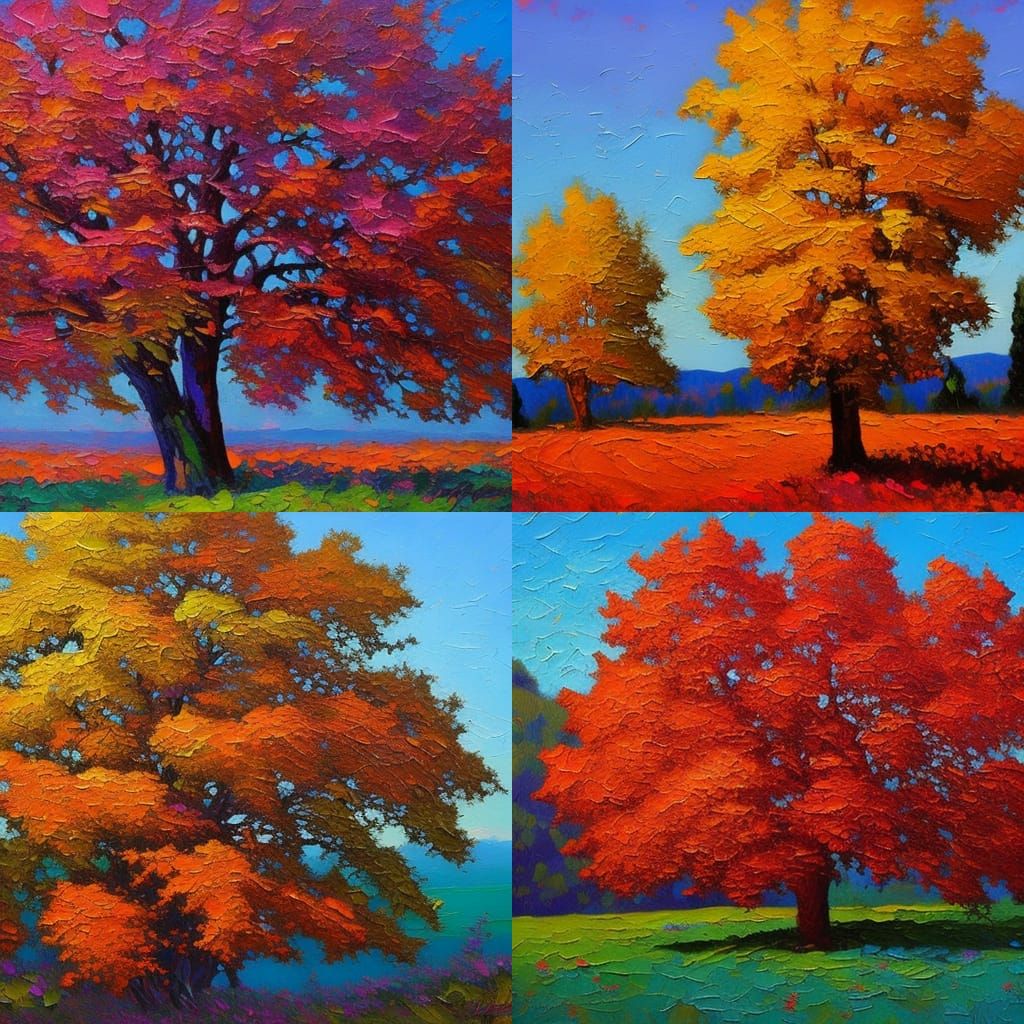 Blossom Tree Neo-Impressionist Oil Painting