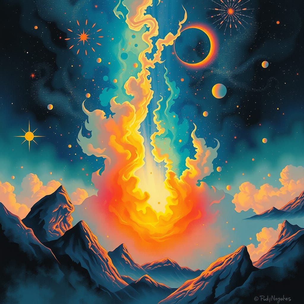 Ethereal Celestial Dreamscape in Alcohol Ink