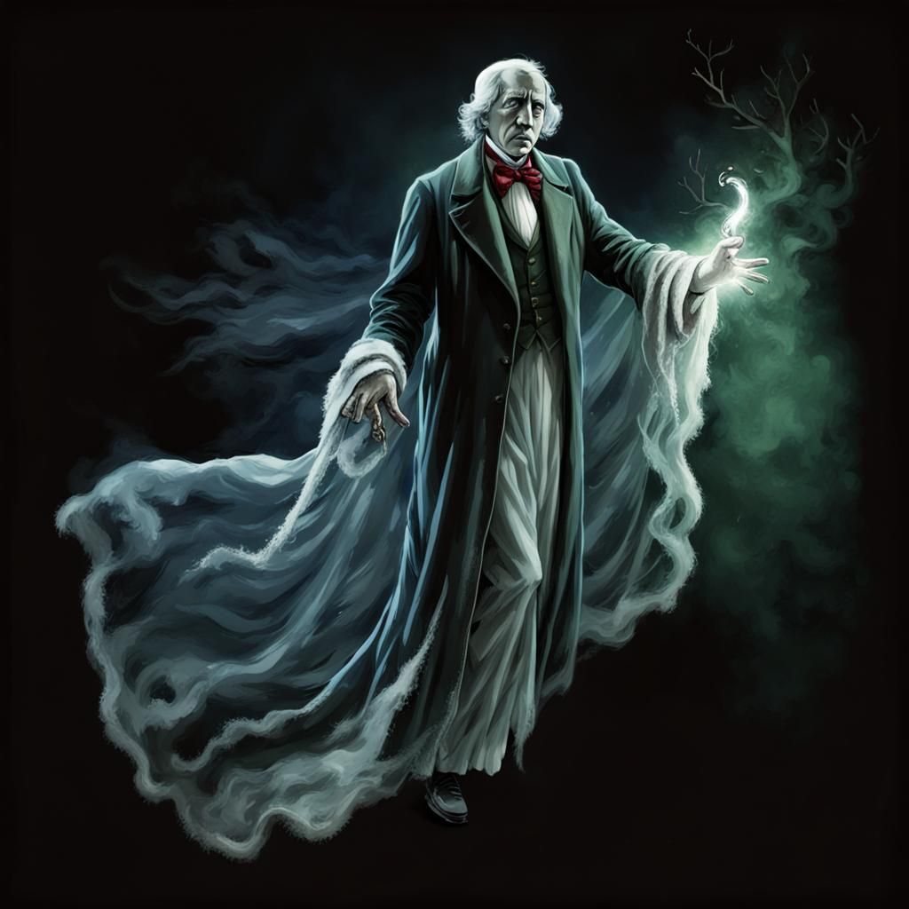 Ethereal Ghost of Christmas Past in Dickensian Style