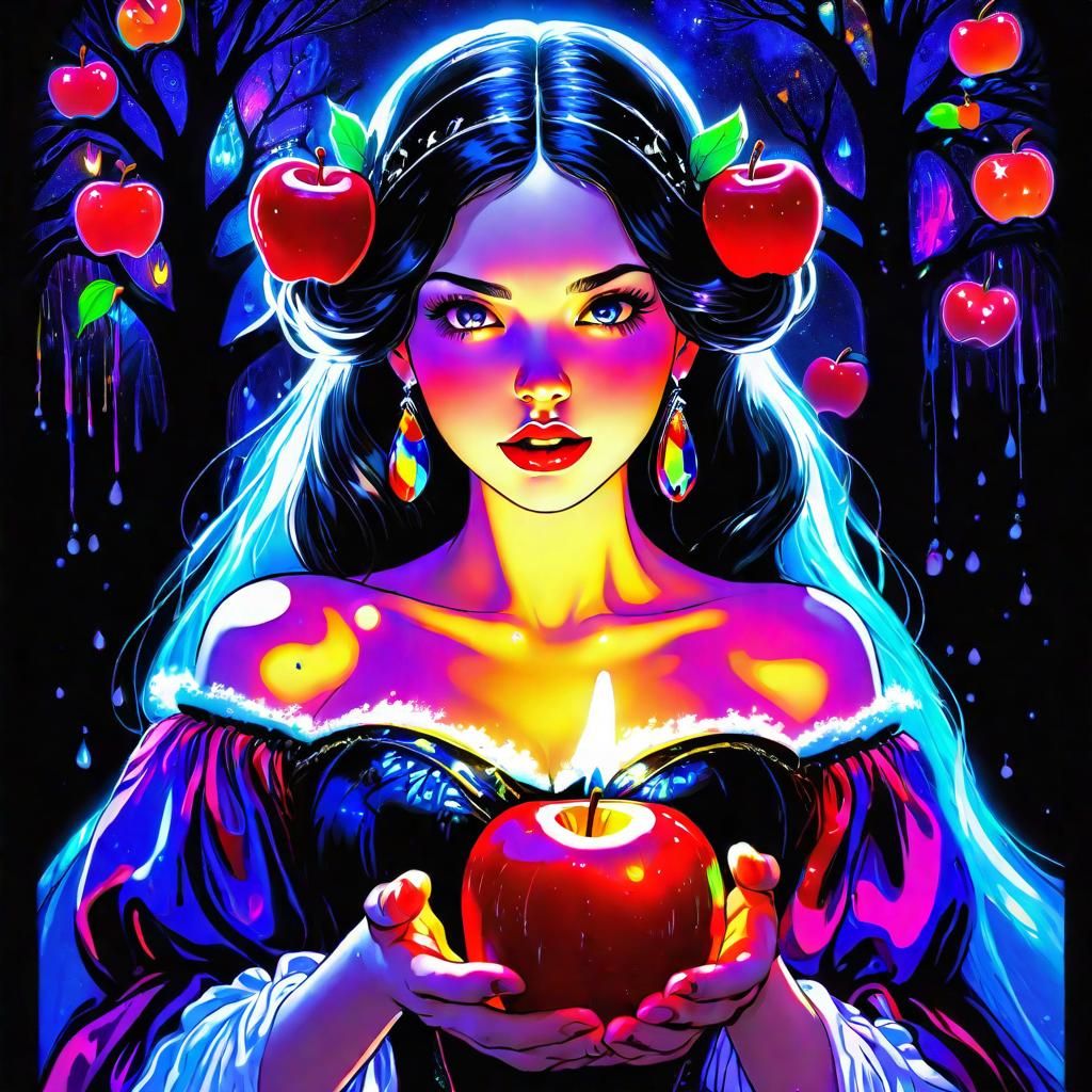Snow White in Black Light Art with Triadic Colors
