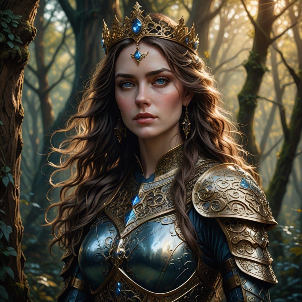 Regal Fantasy Portrait in Golden Armor