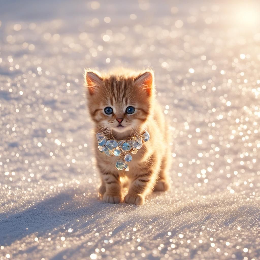 Crystalline Kitten in Golden Hour Light