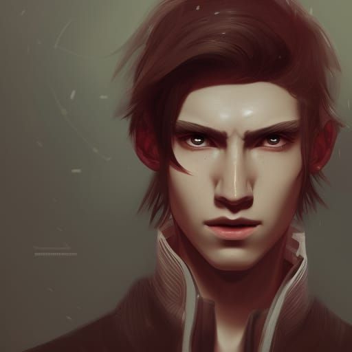 Hyperrealistic Portrait of a Man with Red Eyes