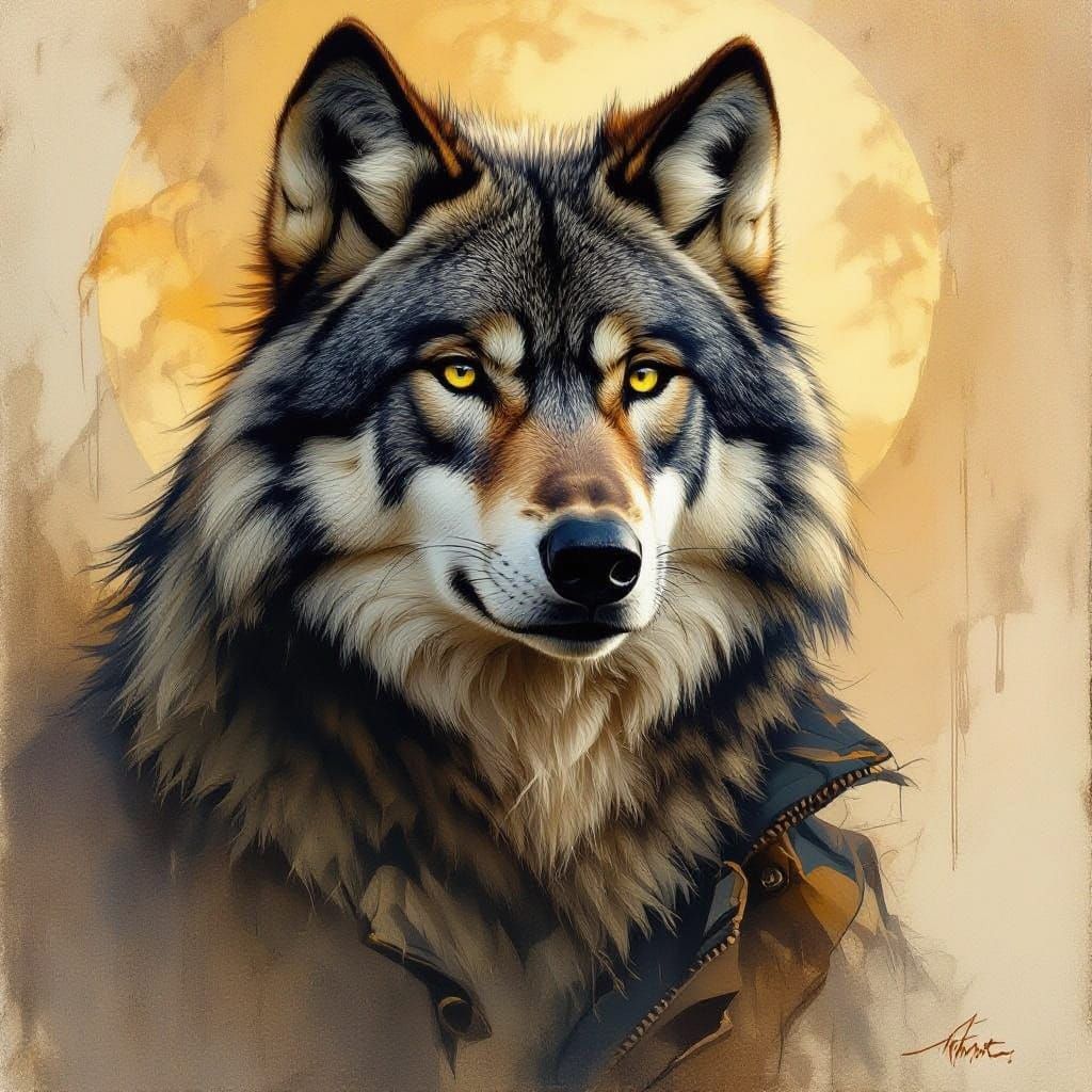 Wolf gazing, Art styled by Jeffrey Catherine Jones, Waterhouse, Carne Griffiths, Minjae Lee, Ana Paula Hoppe, Fran...