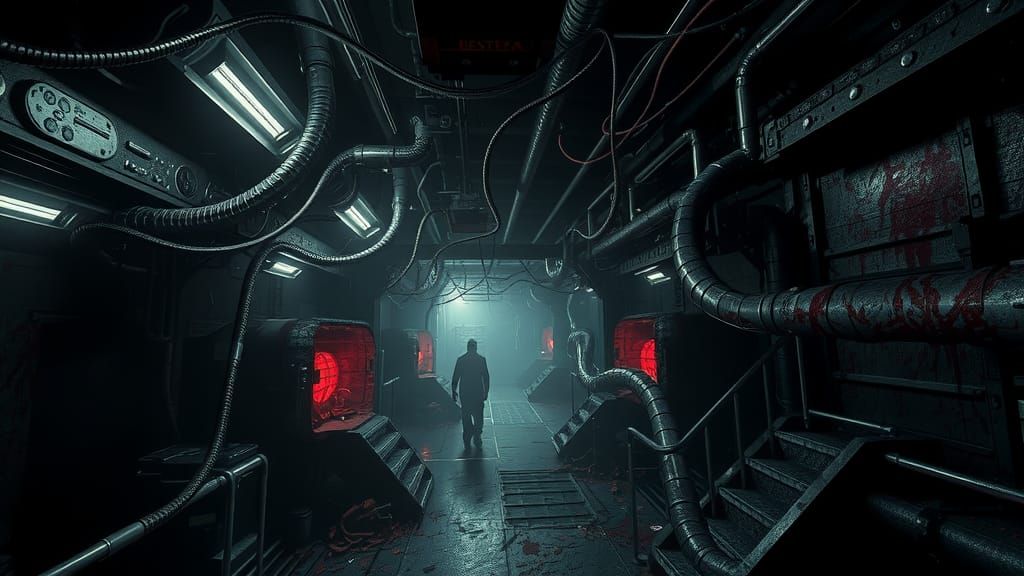 Art by H.R. Giger, bloody scornful human guts organs and vis...