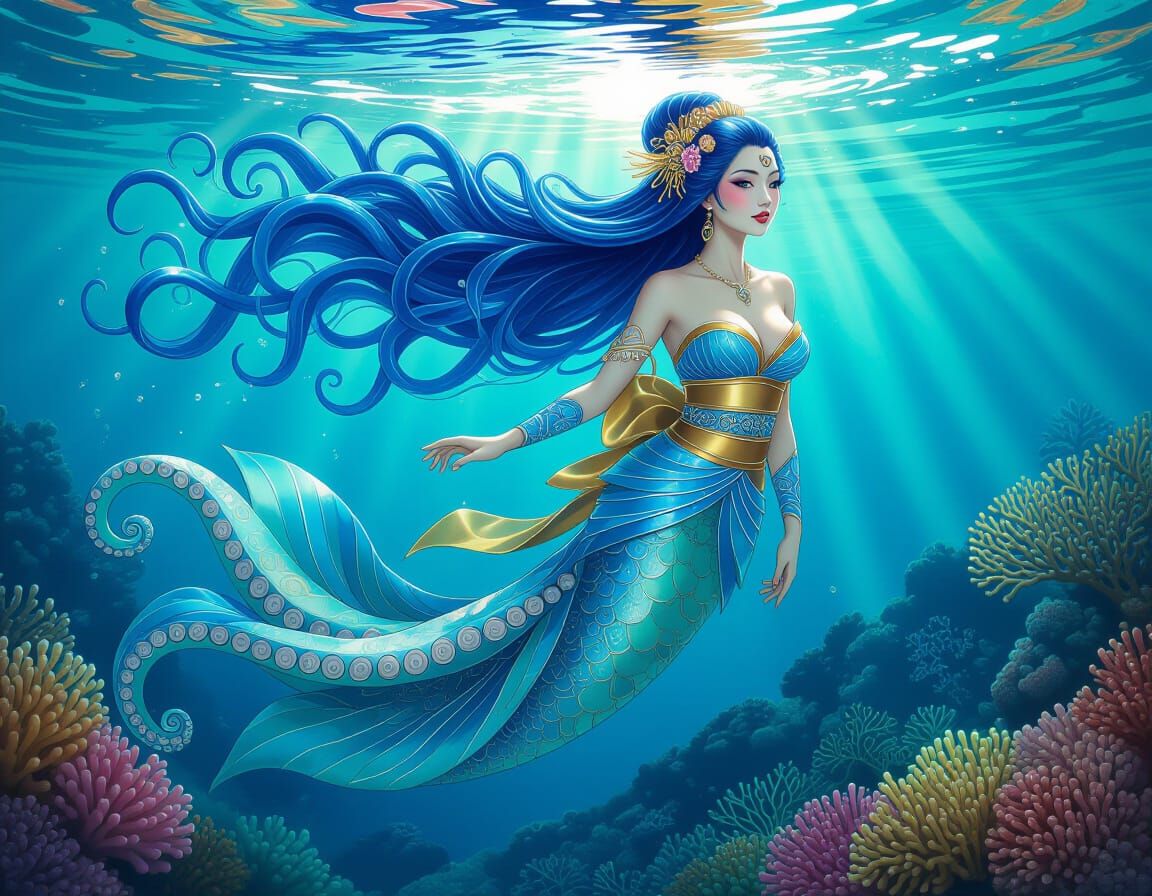 Kraken Geisha with Prismatic Corals Underwater