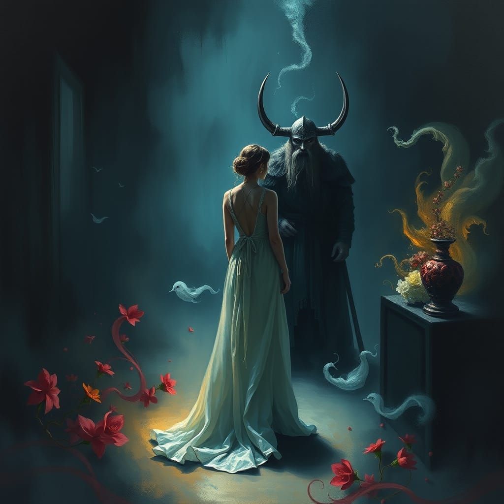 Dreamlike Viking Voyage: A Surreal Ash Thorp-Inspired Scene