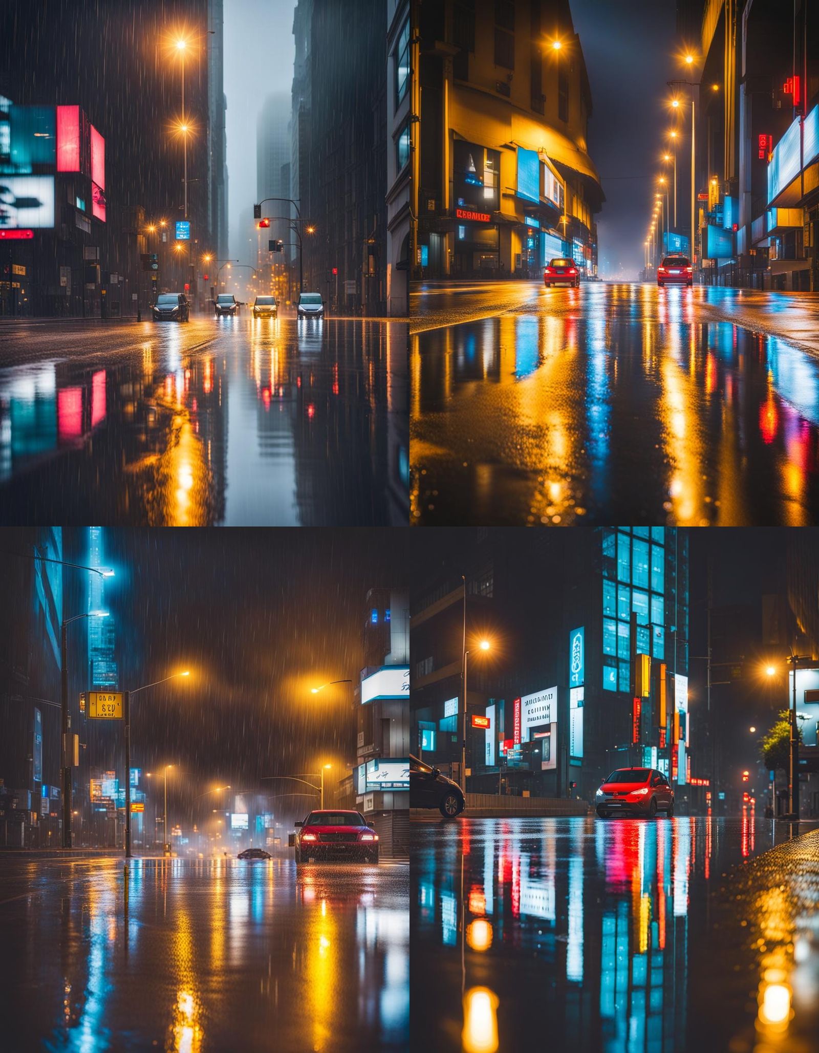 Colorful Cityscape on a Rainy Night: Long Exposure