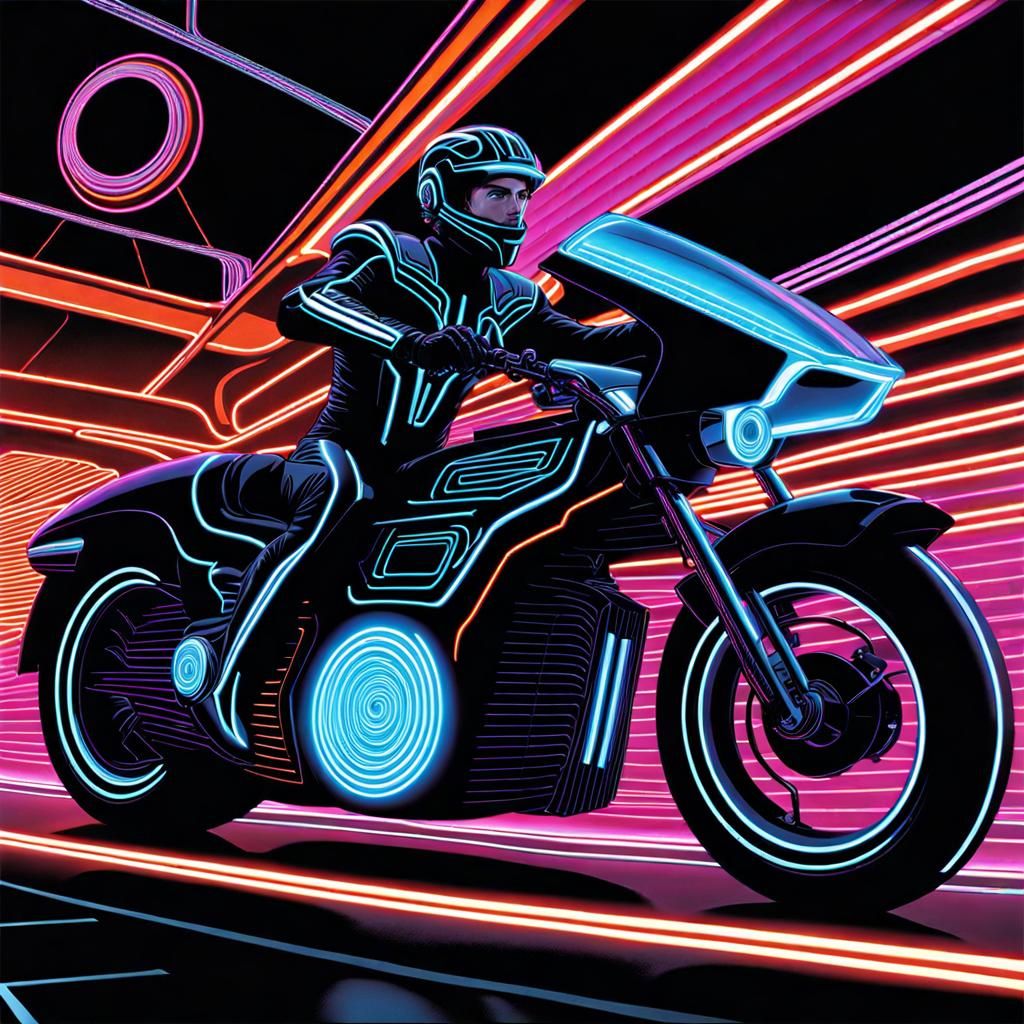 Tron-Inspired Black Light Motorcycle Art