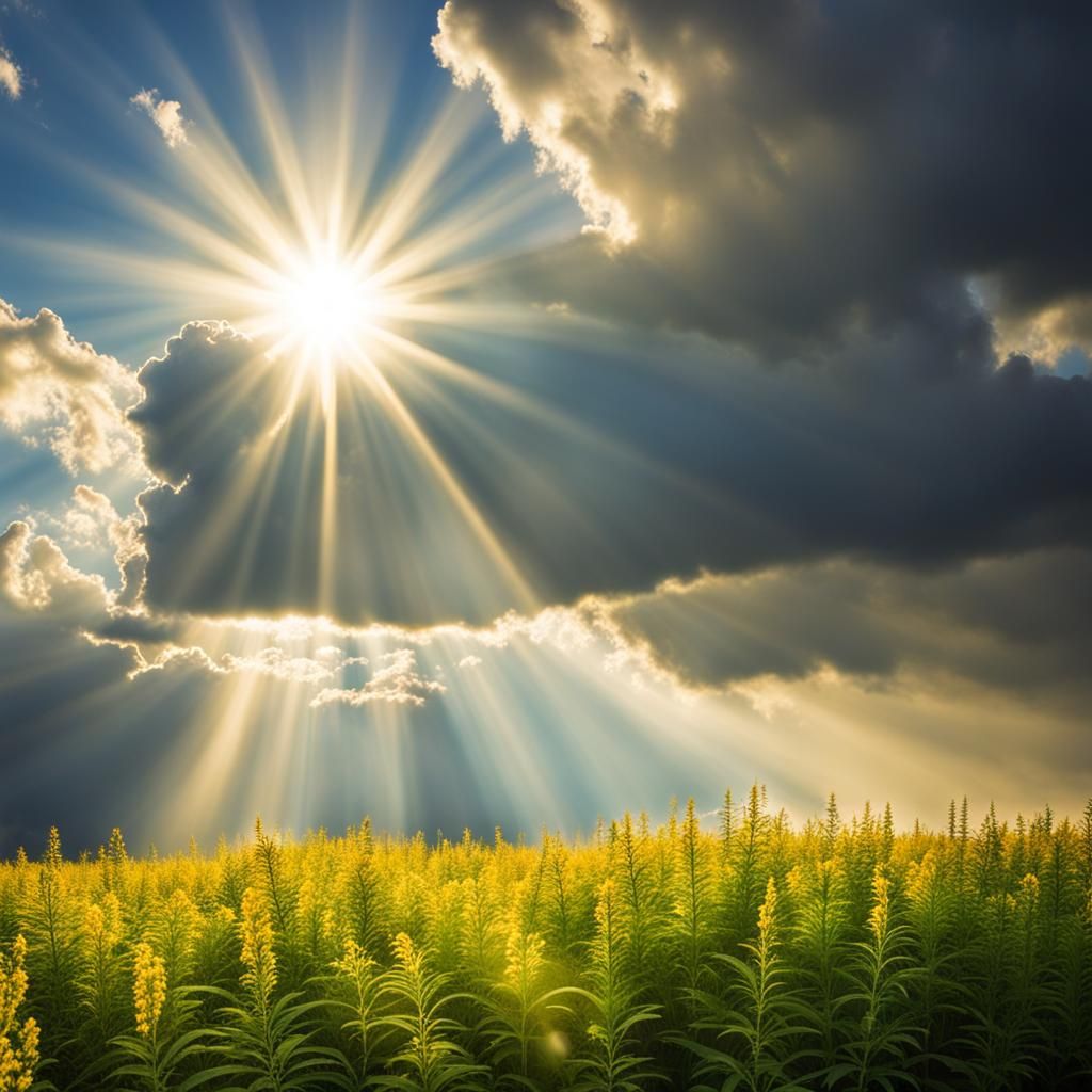 Divine Sunshine Beams Through Heavenly Clouds
