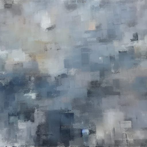 Grey Turbulent Skies in Abstract Expressionism Style