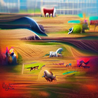 Peaceful Farm Animals in Sunny Pasture