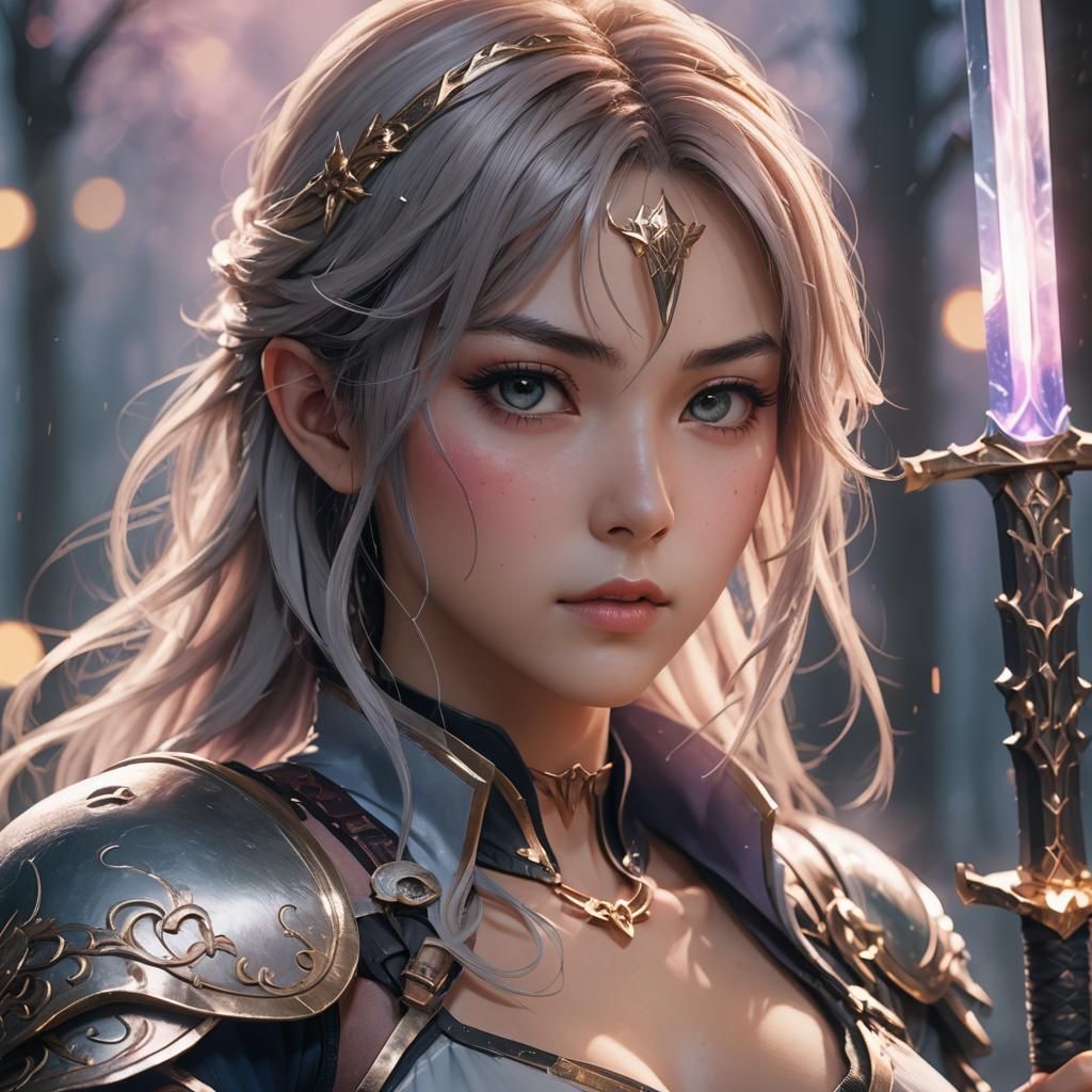 Epic Anime Heroine Portrait in 3D Style