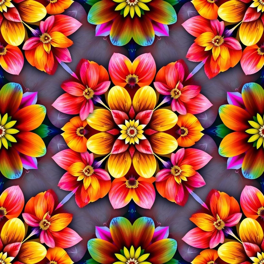 Infinite Flower Pattern in Vibrant Tessellations