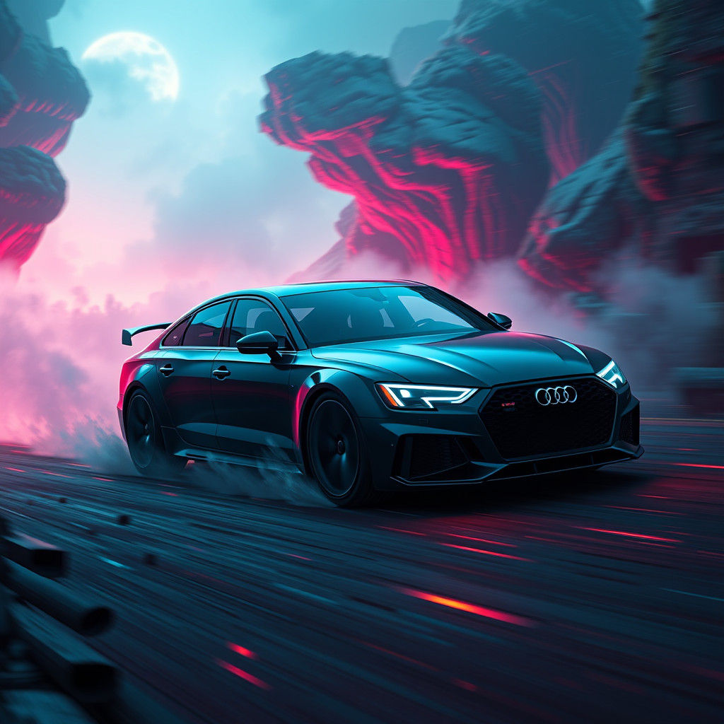 Audi RS6 in Mystical Realm, Hyper-Realistic Render