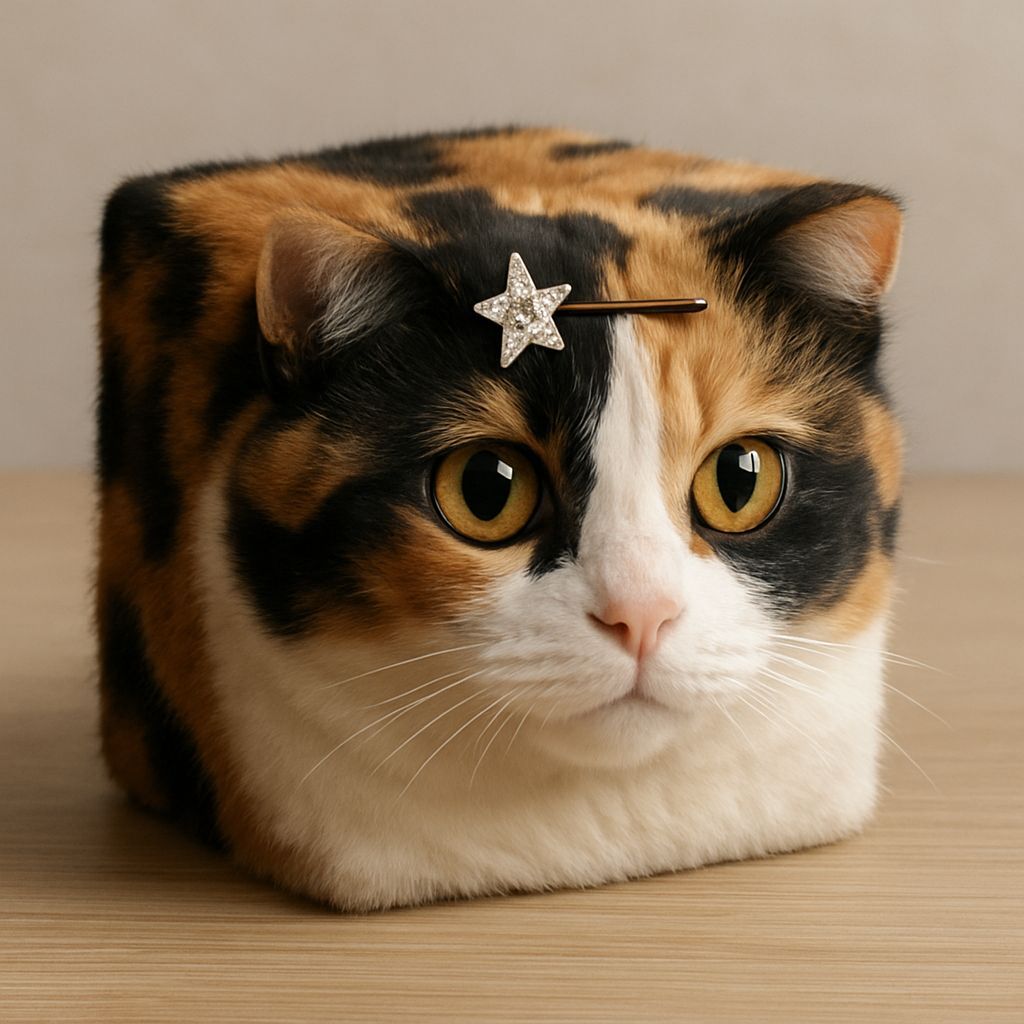 Calico Cat Compressed into a Cube