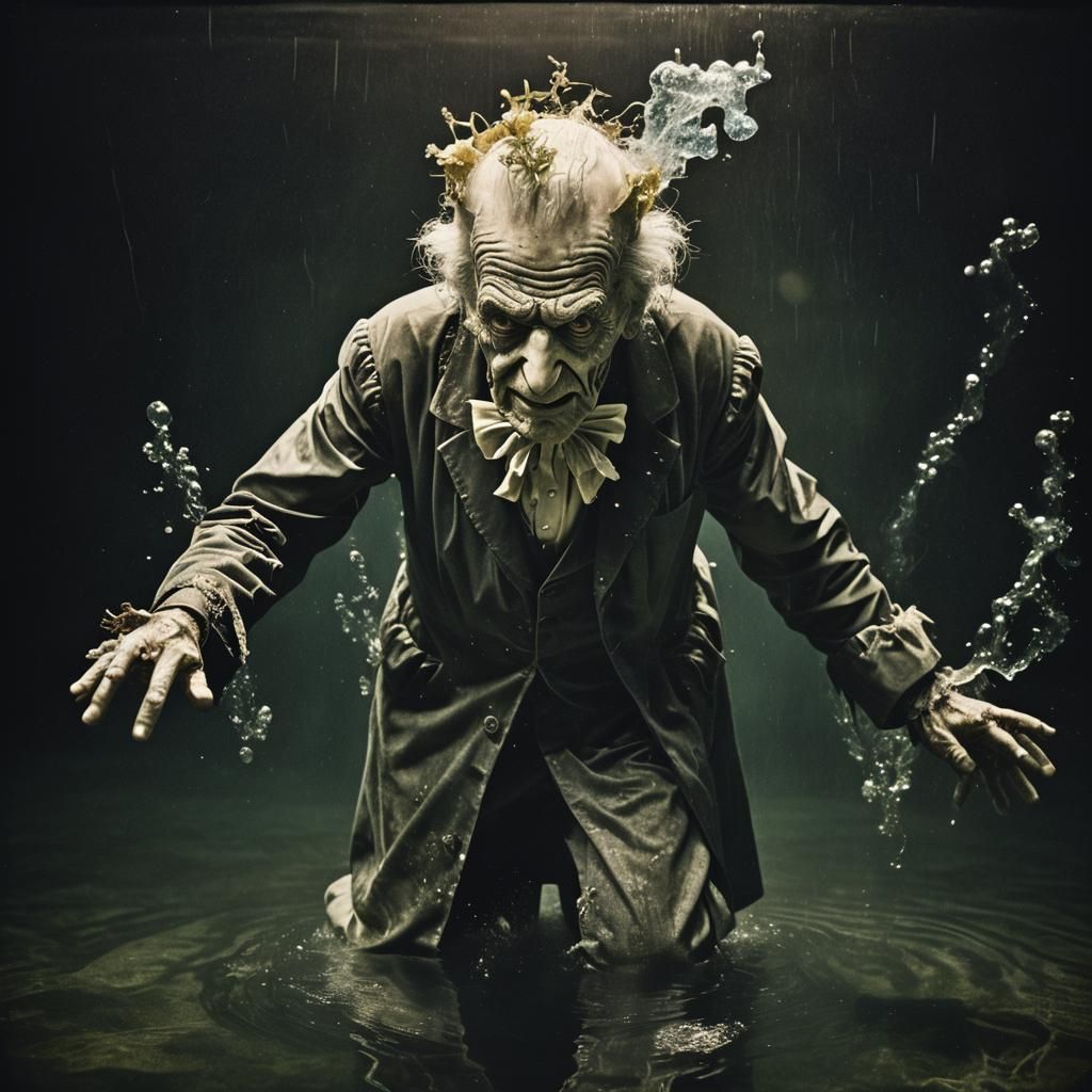 Ebenezer Scrooge as a Surreal Underwater Portrait