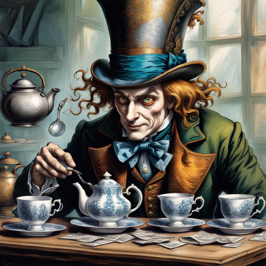 Detailed Mad Hatter Illustration in Color