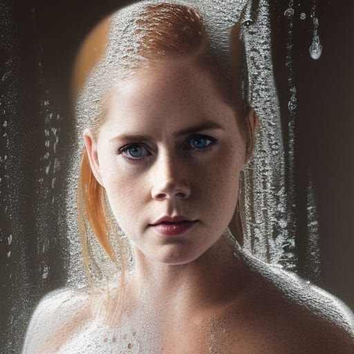 Hyperrealistic Photo of Woman in Shower, Detailed Portrait