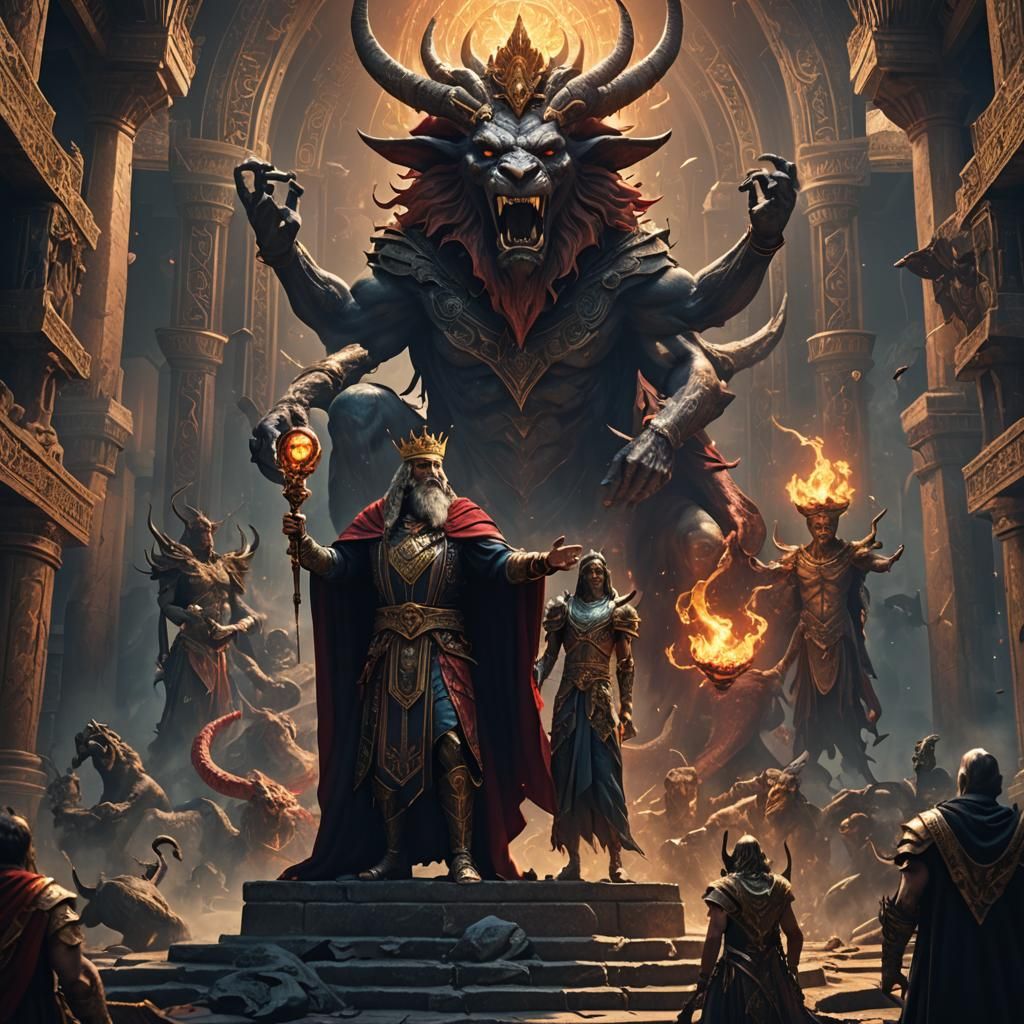 King Solomon Summoning a Demon in Detailed Matte Painting